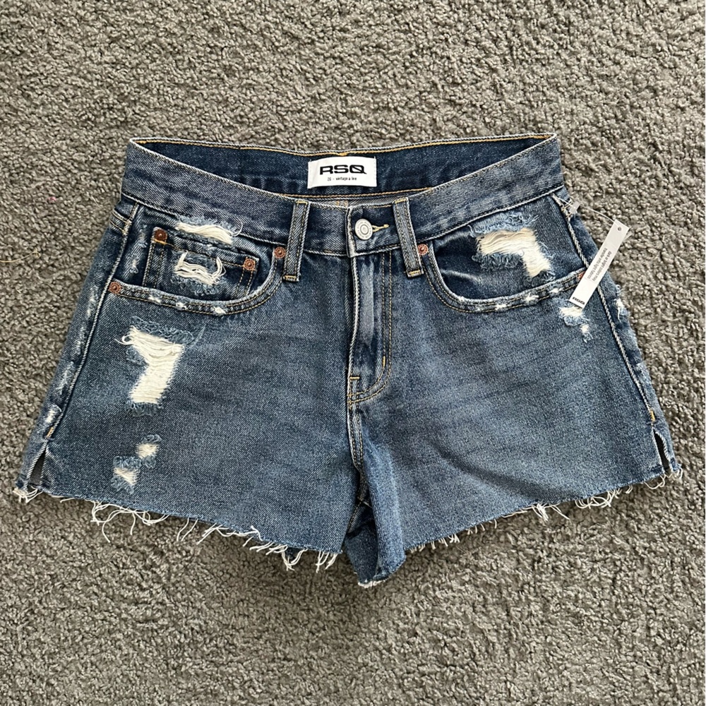 RSQ Women's Distressed Blue Jean Shorts
